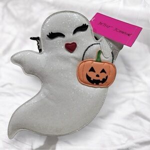 Betsey Johnson Kitsch Ghost Crossbody Bag Purse - White Sparkle